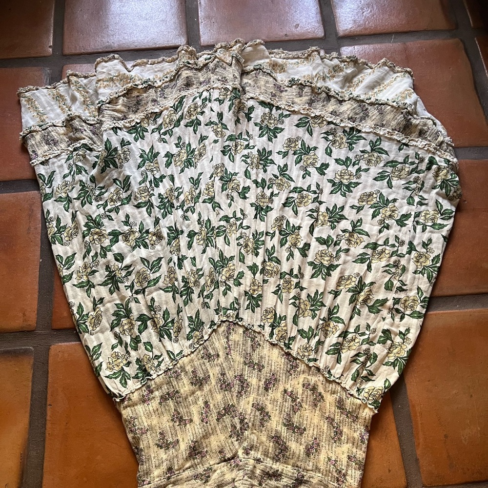 Free People Cream and Green Maxi Skirt - Picture 5 of 8
